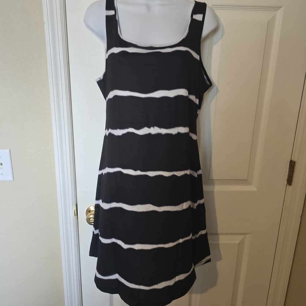 Source Unknown Black and White Sleeveless Mini Sundress
